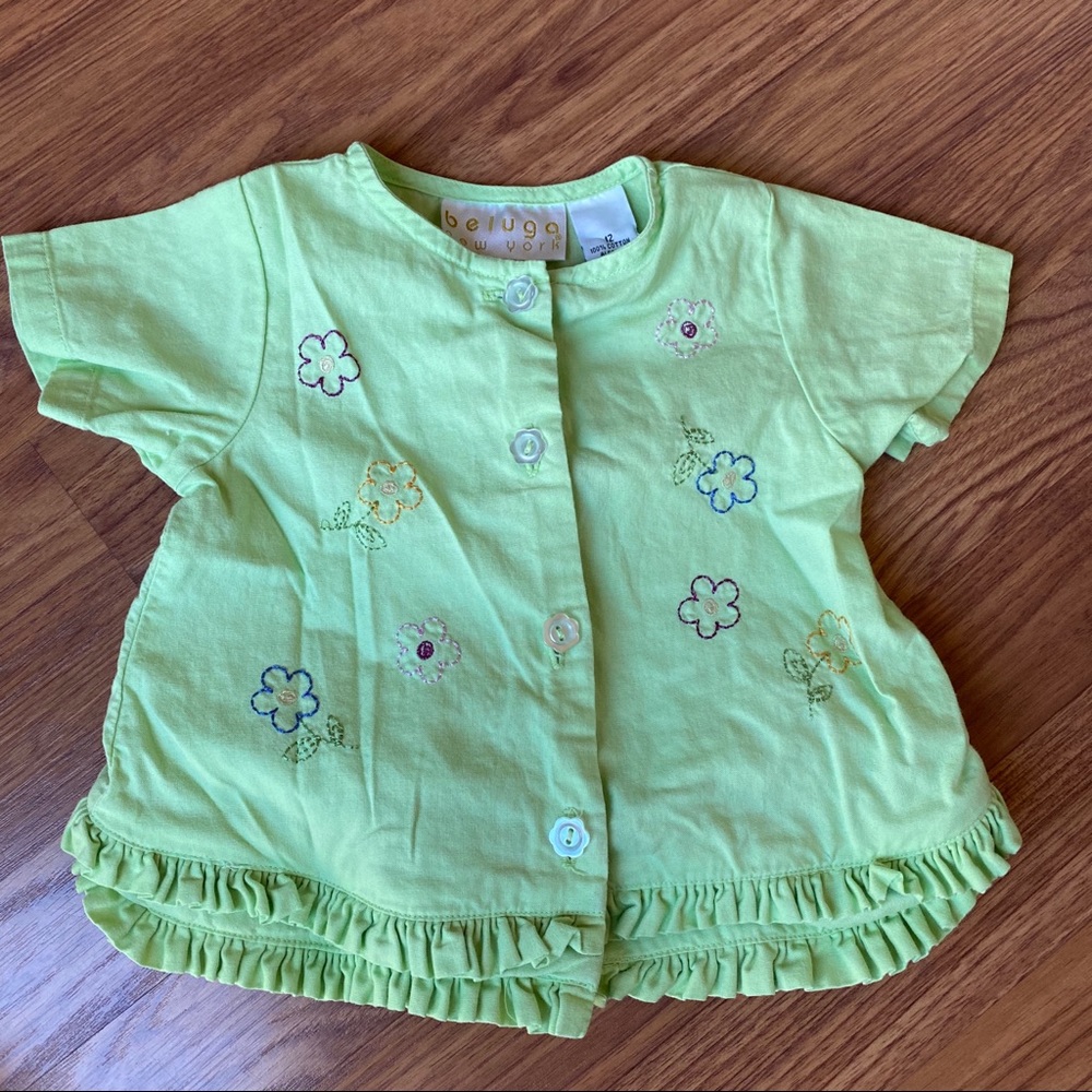Beluga New York shirt blouse green 12 mos. girls